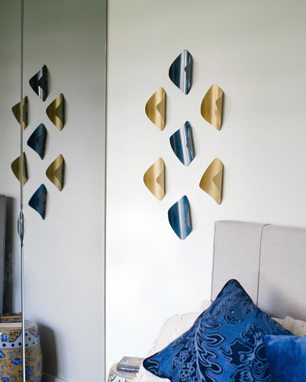 Leaves Gold and Navy Blue 7’Li Set Duvar Aksesuarı
