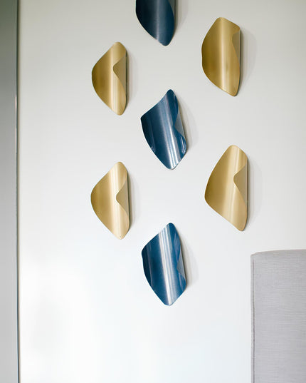 Leaves Gold and Navy Blue 7’Li Set Duvar Aksesuarı