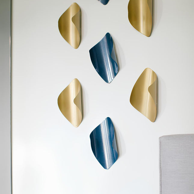 Leaves Gold and Navy Blue 7’Li Set Duvar Aksesuarı