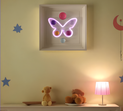Butterfly Neon Işıklı Duvar Aksesuarı