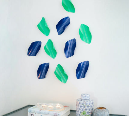 Leaves Green and Ultramarine 10’lu Set Duvar Aksesuarı