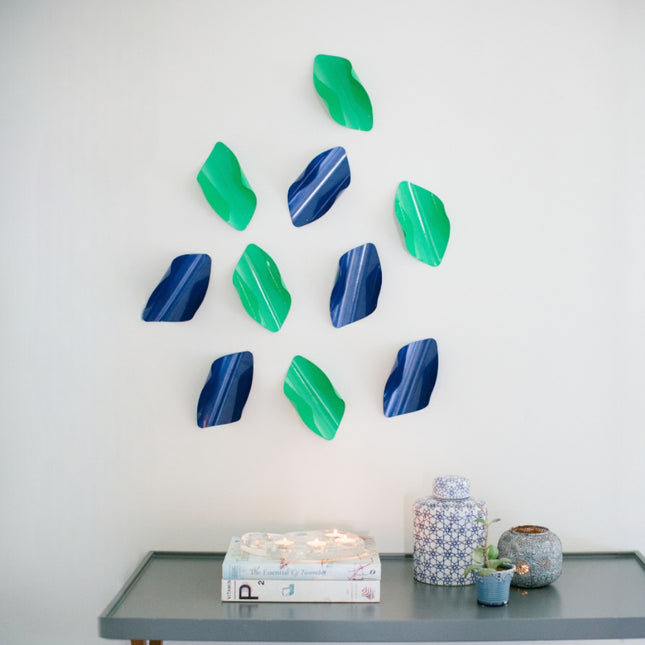 Leaves Green and Ultramarine 10’lu Set Duvar Aksesuarı