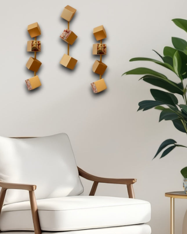 Wallicon Line Gold 3'lü Set Duvar Aksesuarı