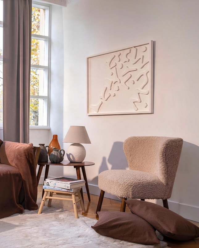 Amorf Duvar Tablosu | Kırık Beyaz Duvar Dekoru 60x90 cm / Amorf Duvar Tablosu, CNC kesim organik formları, kırık beyaz tonu ve üç boyutlu tasarımıyla yaşam alanlarına sanatsal derinlik ve zamansız bir zarafet kazandırır.