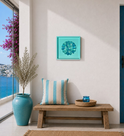 Azur Duvar Dekoru | Turkuaz Cam Efektli Modern Duvar Sanatı / Azur duvar dekoru, turkuaz cam efektli modern tasarımıyla yaşam alanlarına Ege esintisi ve zarif bir odak noktası kazandırır.