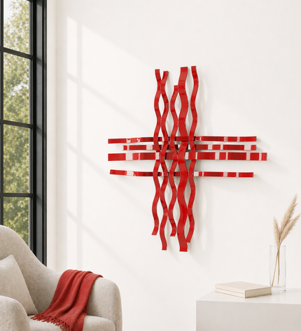 Bonmur Colors Duvar Dekoru – 110x110 cm Renkli Modern Metal Duvar Aksesuarı / Bonmur Colors Wall Decor – Large Colorful Modern Metal Wall Sculpture 110x110 cm