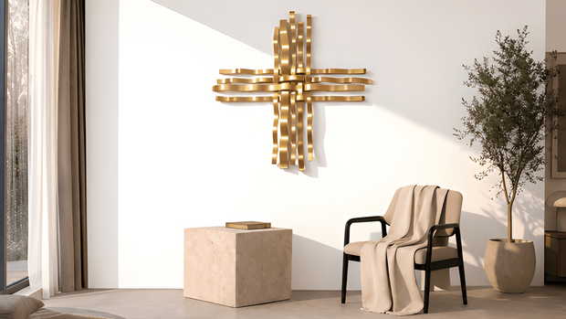 Bonmur Metal Duvar Dekoru – 110x110 cm Modern Büyük Boy Duvar Aksesuarı / Bonmur Metal Wall Decor – Large Modern Wall Sculpture 110x110 cm