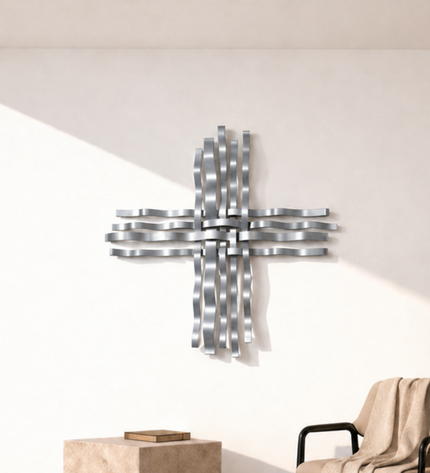 Bonmur Metal Duvar Dekoru – 110x110 cm Modern Büyük Boy Duvar Aksesuarı / Bonmur Metal Wall Decor – Large Modern Wall Sculpture 110x110 cm