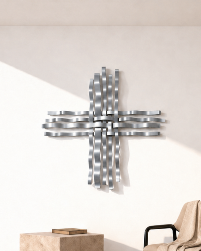 Bonmur Metal Duvar Dekoru – 110x110 cm Modern Büyük Boy Duvar Aksesuarı / Bonmur Metal Wall Decor – Large Modern Wall Sculpture 110x110 cm