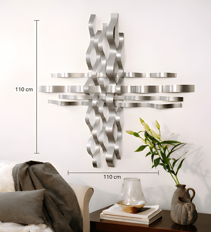 Bonmur Metal Duvar Dekoru – 110x110 cm Modern Büyük Boy Duvar Aksesuarı / Bonmur Metal Wall Decor – Large Modern Wall Sculpture 110x110 cm
