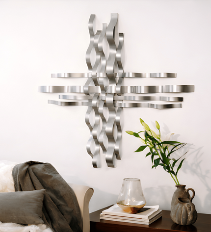 Bonmur Metal Duvar Dekoru – 110x110 cm Modern Büyük Boy Duvar Aksesuarı / Bonmur Metal Wall Decor – Large Modern Wall Sculpture 110x110 cm