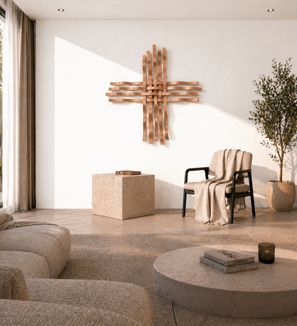 Bonmur Neutrals Duvar Dekoru – 110x110 cm Minimal Modern Metal Duvar Aksesuarı / Bonmur Neutrals Wall Decor – Large Minimal Modern Metal Wall Sculpture 110x110 cm