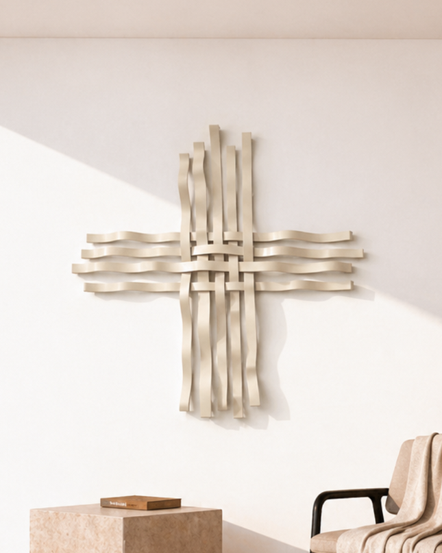 Bonmur Neutrals Duvar Dekoru – 110x110 cm Minimal Modern Metal Duvar Aksesuarı / Bonmur Neutrals Wall Decor – Large Minimal Modern Metal Wall Sculpture 110x110 cm