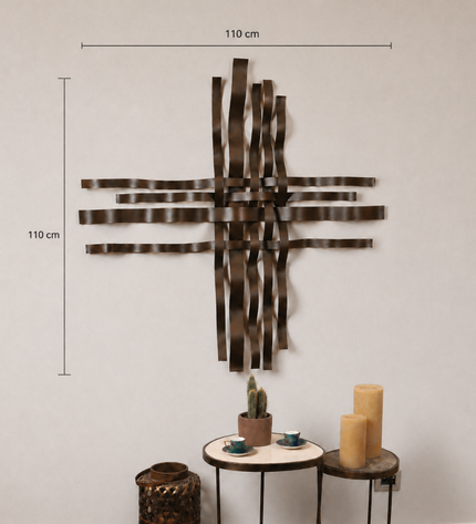 Bonmur Neutrals Duvar Dekoru – 110x110 cm Minimal Modern Metal Duvar Aksesuarı / Bonmur Neutrals Wall Decor – Large Minimal Modern Metal Wall Sculpture 110x110 cm