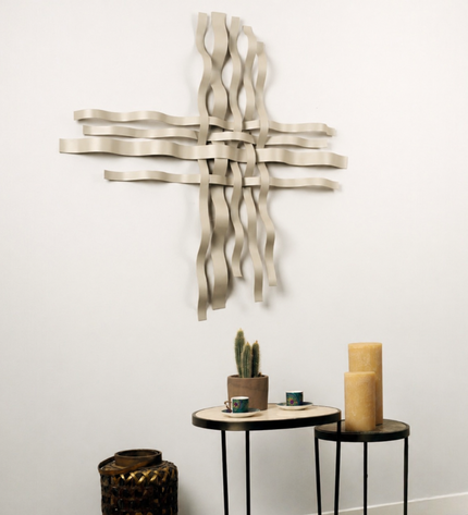 Bonmur Neutrals Duvar Dekoru – 110x110 cm Minimal Modern Metal Duvar Aksesuarı / Bonmur Neutrals Wall Decor – Large Minimal Modern Metal Wall Sculpture 110x110 cm