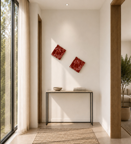 Wallibex Bright Reflex Burgundy Duvar Dekoru - 2’li Set | Paslanmaz Çelik Duvar Aksesuarı 