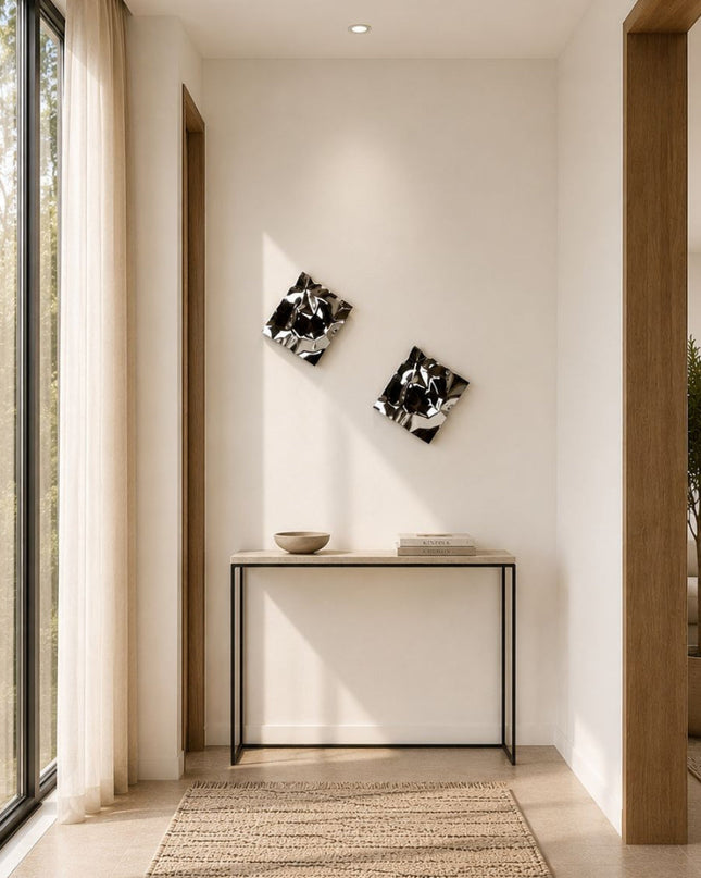 Wallibex Bright Reflex Silver Duvar Dekoru - 2’li Set | Paslanmaz Çelik Duvar Aksesuarı