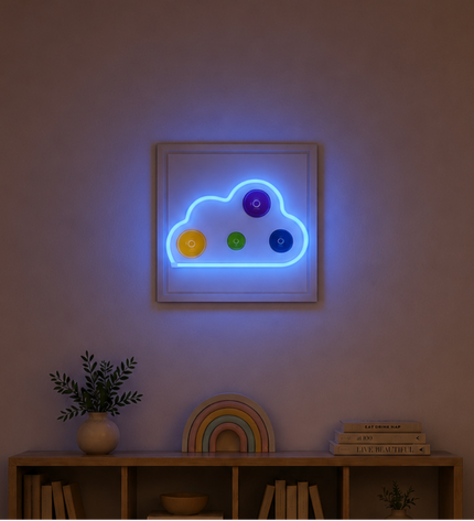 Cloud Işıklı Duvar Dekoru | LED & USB Bulut Duvar Aksesuarı / Wallibex Cloud Işıklı Duvar Dekoru – 33 x 33 cm