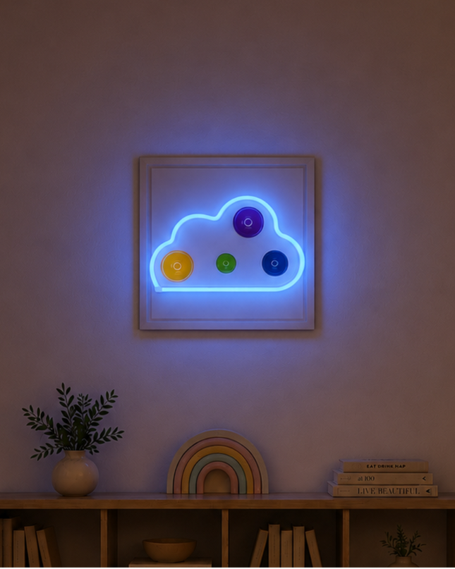 Cloud Işıklı Duvar Dekoru | LED & USB Bulut Duvar Aksesuarı / Wallibex Cloud Işıklı Duvar Dekoru – 33 x 33 cm