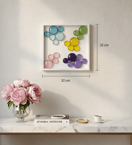 Lolliframe Bloom Duvar Dekoru | 32x32 cm Renkli 3D Duvar Aksesuarı