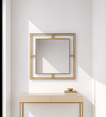 Luxmur Dekoratif Duvar Aynası – 60x60 cm / Luxmur Duvar Aynası 60x60 cm | Modern Metal Çerçeveli Dekoratif Ayna