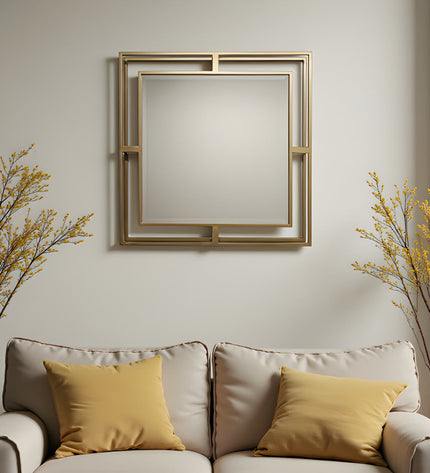 Luxmur Dekoratif Duvar Aynası – 60x60 cm / Luxmur Duvar Aynası 60x60 cm | Modern Metal Çerçeveli Dekoratif Ayna