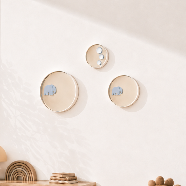 Miniwall Elephant Duvar Dekoru - 3’lü Set | Aynalı Çocuk Odası Duvar Dekoru