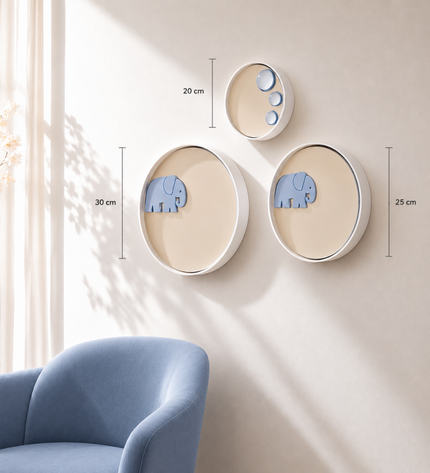 Miniwall Elephant Duvar Dekoru - 3’lü Set | Aynalı Çocuk Odası Duvar Dekoru