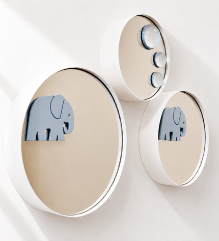 Miniwall Elephant Duvar Dekoru - 3’lü Set | Aynalı Çocuk Odası Duvar Dekoru