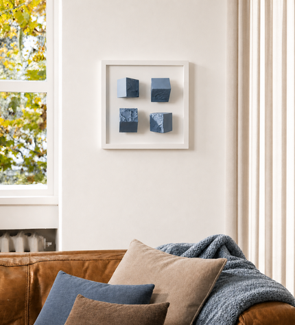 Monowall Blue Duvar Aksesuarı – Çerçeveli Küp Kompozisyonu /  Sculptural Wall Decor
