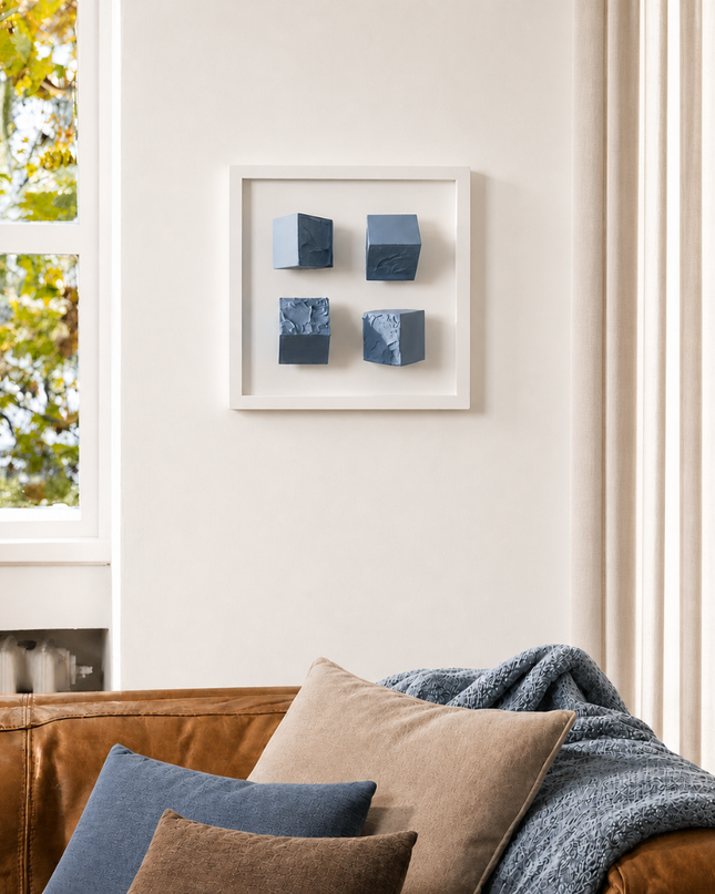 Monowall Blue Duvar Aksesuarı – Çerçeveli Küp Kompozisyonu /  Sculptural Wall Decor