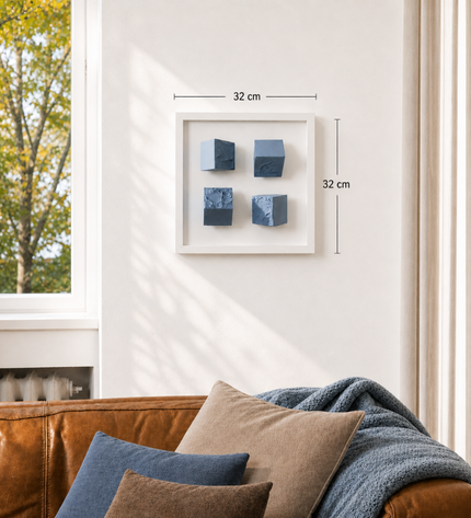 Monowall Blue Duvar Aksesuarı – Çerçeveli Küp Kompozisyonu /  Sculptural Wall Decor