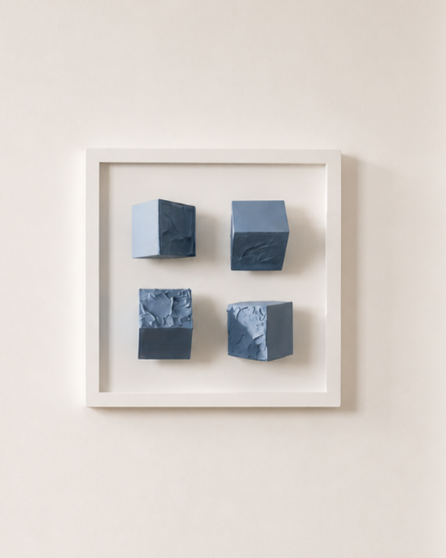 Monowall Blue Duvar Aksesuarı – Çerçeveli Küp Kompozisyonu /  Sculptural Wall Decor
