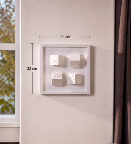 Monowall White Duvar Aksesuarı – Çerçeveli Küp Kompozisyonu /  Sculptural Wall Decor