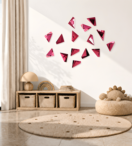 Poem Magenta 15’li Duvar Dekoru | Metal 3D Modern Duvar Aksesuarı