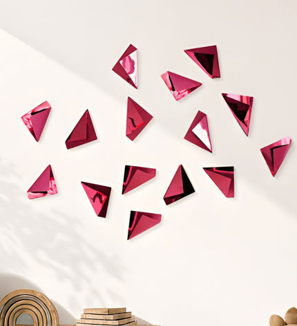 Poem Magenta 15’li Duvar Dekoru | Metal 3D Modern Duvar Aksesuarı