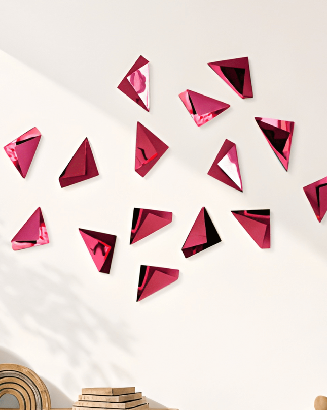 Poem Magenta 15’li Duvar Dekoru | Metal 3D Modern Duvar Aksesuarı