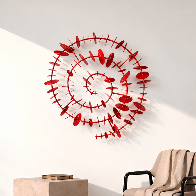 Time Spiral Metal Duvar Dekoru – 3D Modern Gold Duvar Aksesuarı / Time Spiral Metal Wall Decor – 3D Modern Gold Wall Sculpture