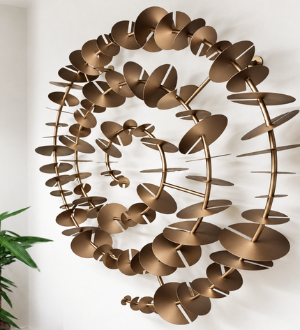 Time Spiral Metal Duvar Dekoru – 3D Modern Gold Duvar Aksesuarı / Time Spiral Metal Wall Decor – 3D Modern Gold Wall Sculpture