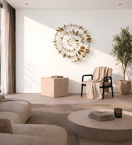 Time Spiral Metal Duvar Dekoru – 3D Modern Gold Duvar Aksesuarı / Time Spiral Metal Wall Decor – 3D Modern Gold Wall Sculpture