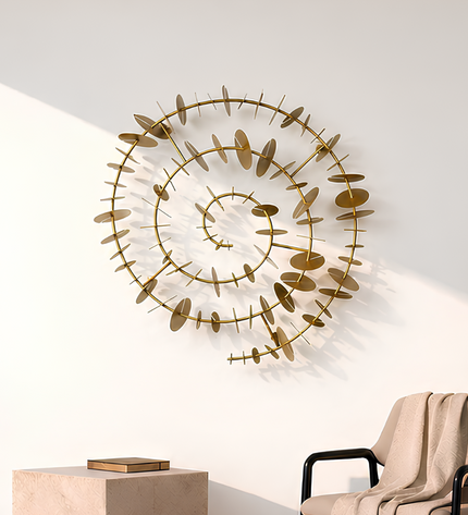 Time Spiral Metal Duvar Dekoru – 3D Modern Gold Duvar Aksesuarı / Time Spiral Metal Wall Decor – 3D Modern Gold Wall Sculpture