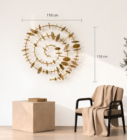 Time Spiral Metal Duvar Dekoru – 3D Modern Gold Duvar Aksesuarı / Time Spiral Metal Wall Decor – 3D Modern Gold Wall Sculpture