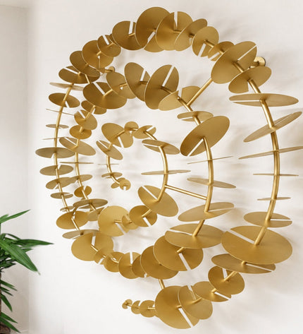 Time Spiral Metal Duvar Dekoru – 3D Modern Gold Duvar Aksesuarı / Time Spiral Metal Wall Decor – 3D Modern Gold Wall Sculpture