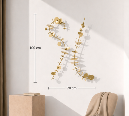 Timeless Duvar Dekoru – Altın Metal Sanatsal Duvar Aksesuarı (100x70 cm)
