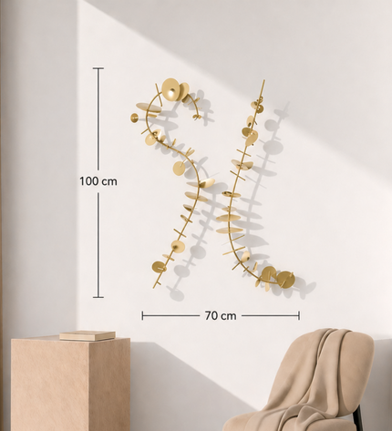 Timeless Duvar Dekoru – Altın Metal Sanatsal Duvar Aksesuarı (100x70 cm)