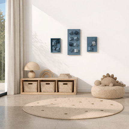 Triomio Blue 3’lü Set Duvar Aksesuarı – Geometrik Pano Kompozisyonu