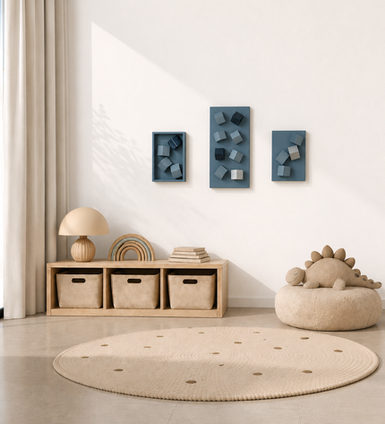 Triomio Blue 3’lü Set Duvar Aksesuarı – Geometrik Pano Kompozisyonu