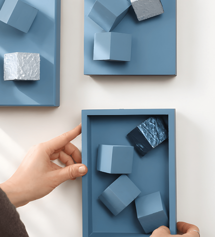 Triomio Blue 3’lü Set Duvar Aksesuarı – Geometrik Pano Kompozisyonu