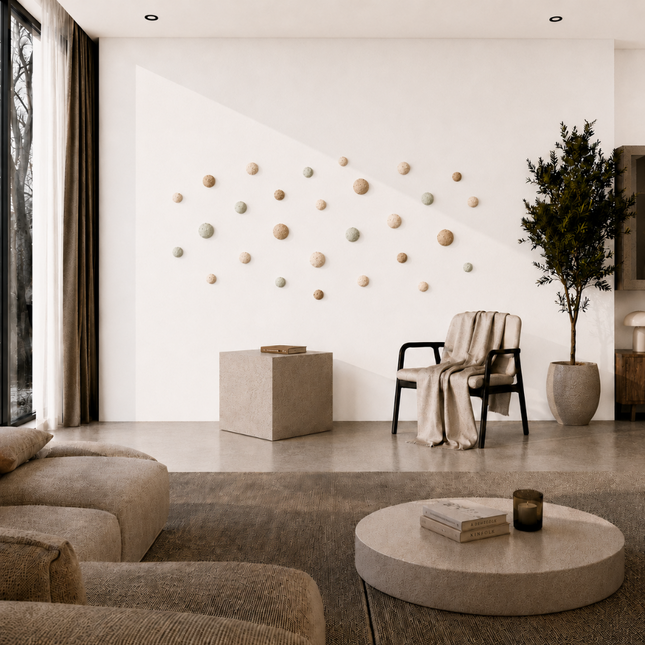Wallcream Duvar Dekoru – 27’li El Yapımı Epoksi Set / El yapımı 27’li Wallcream duvar dekoru; pastel tonları ve özgün dokusuyla sıcak, modern ve kişisel duvar kompozisyonları sunar.