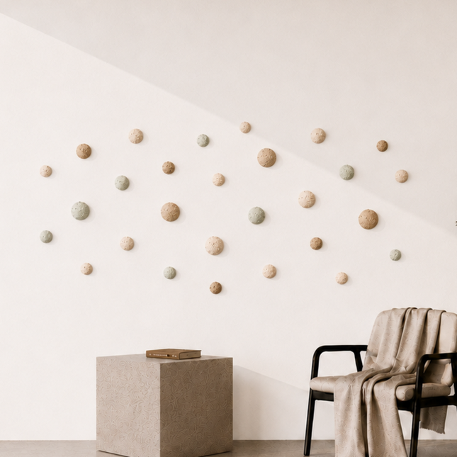 Wallcream Duvar Dekoru – 27’li El Yapımı Epoksi Set / El yapımı 27’li Wallcream duvar dekoru; pastel tonları ve özgün dokusuyla sıcak, modern ve kişisel duvar kompozisyonları sunar.